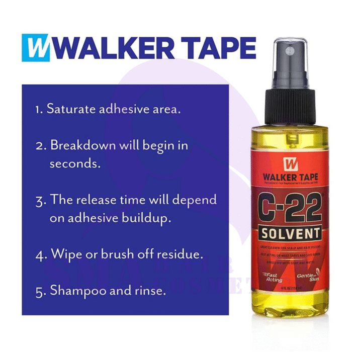 Walker Tape C-22 Solvent Remover 4 fl oz – Professional Wig & Toupee Adhesive Remover with Dab-On Scalp Protector - Image 3
