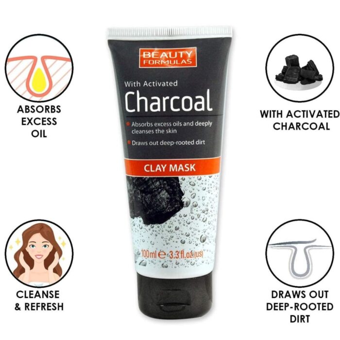 Beauty Formulas Clay Mask with Activated Charcoal 100ml - Image 2