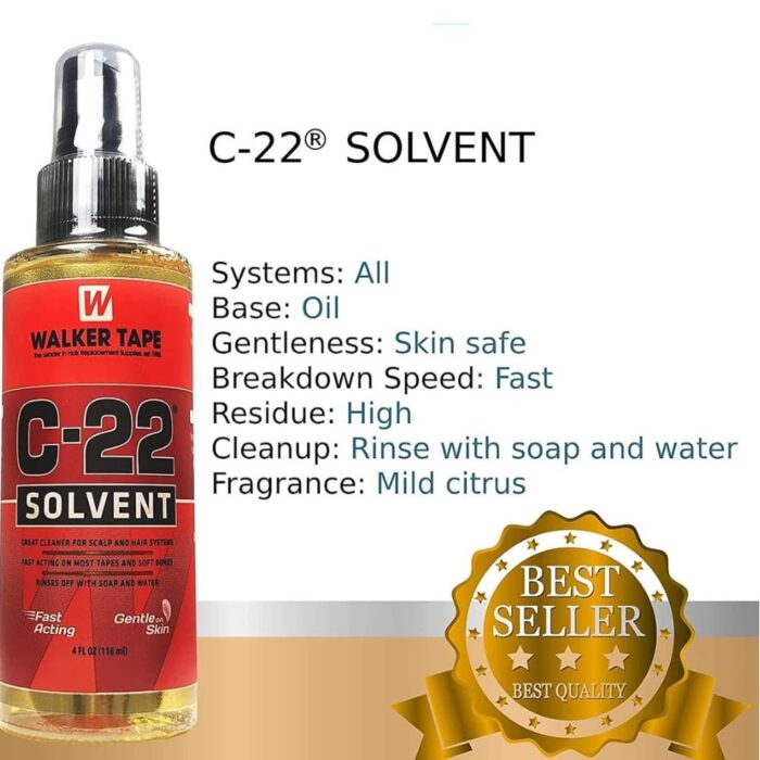 3x Walker Tape C-22 Solvent Wig Adhesive Remover 4fl Oz - Fast-Acting Citrus Solution for Hair Replacement Systems - Image 3