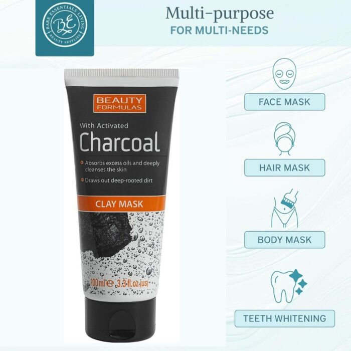 Beauty Formulas Clay Mask with Activated Charcoal 100ml - Image 3