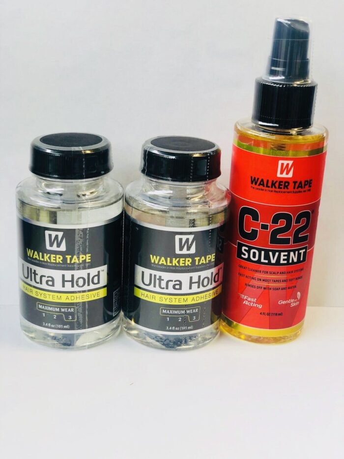 2 X Walker Tape Ultra Hold Brush on Adhesive Remover - 3.4 Fl Oz + C-22 Solvent