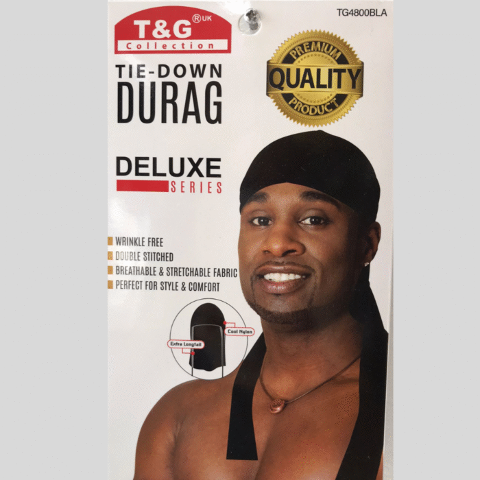 T&G Tie-Down Durag Deluxe Series – Premium Quality, Breathable & Stretchable Fabric, Wrinkle-Free, Extra Long Tail