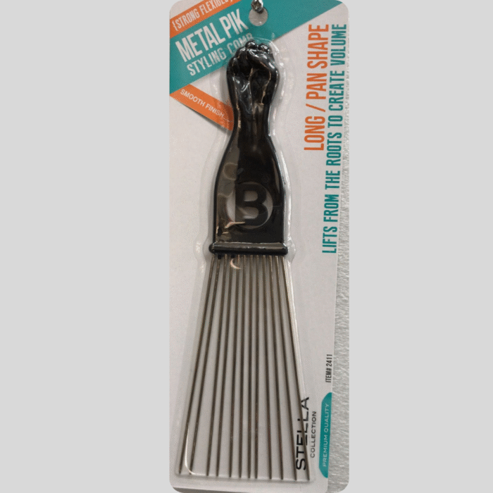 Stella Collection Strong Flexible Metal Pik Styling Comb - Long/Fan Shape