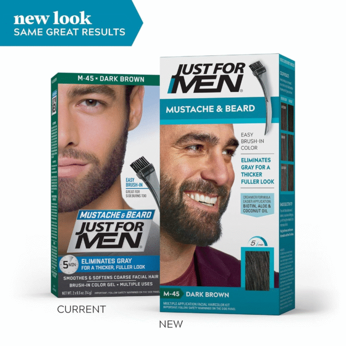 JUST FOR MEN Color Gel Mustache & Beard – Dark Brown M-45 | Pack of 12 - Image 3