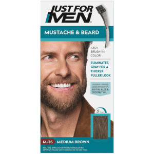 JUST FOR MEN Color Gel Mustache & Beard – Medium Brown M-35 | Pack of 7