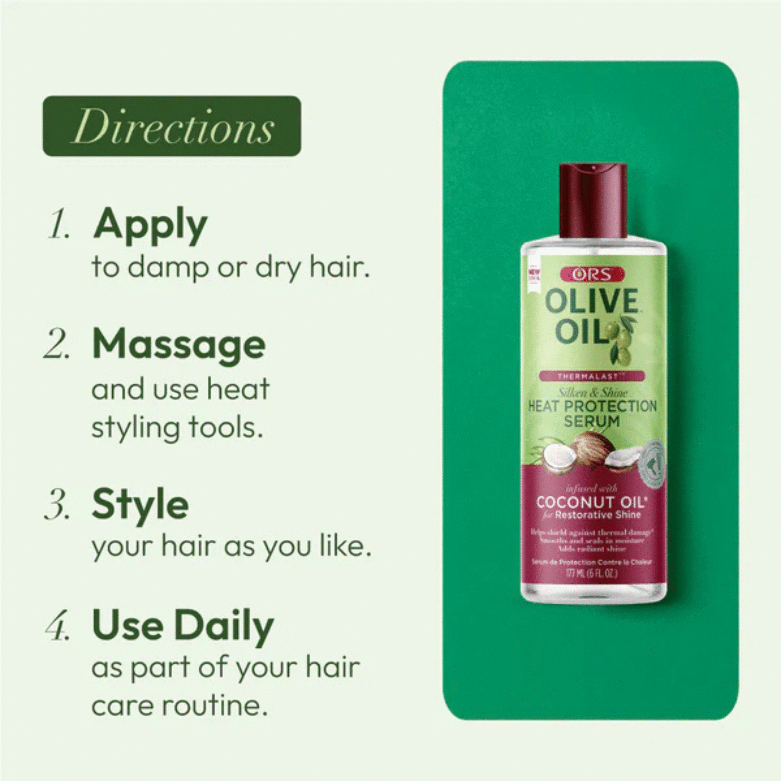 ORS Olive Oil Heat Protection Hair Serum 5.0oz - Image 6