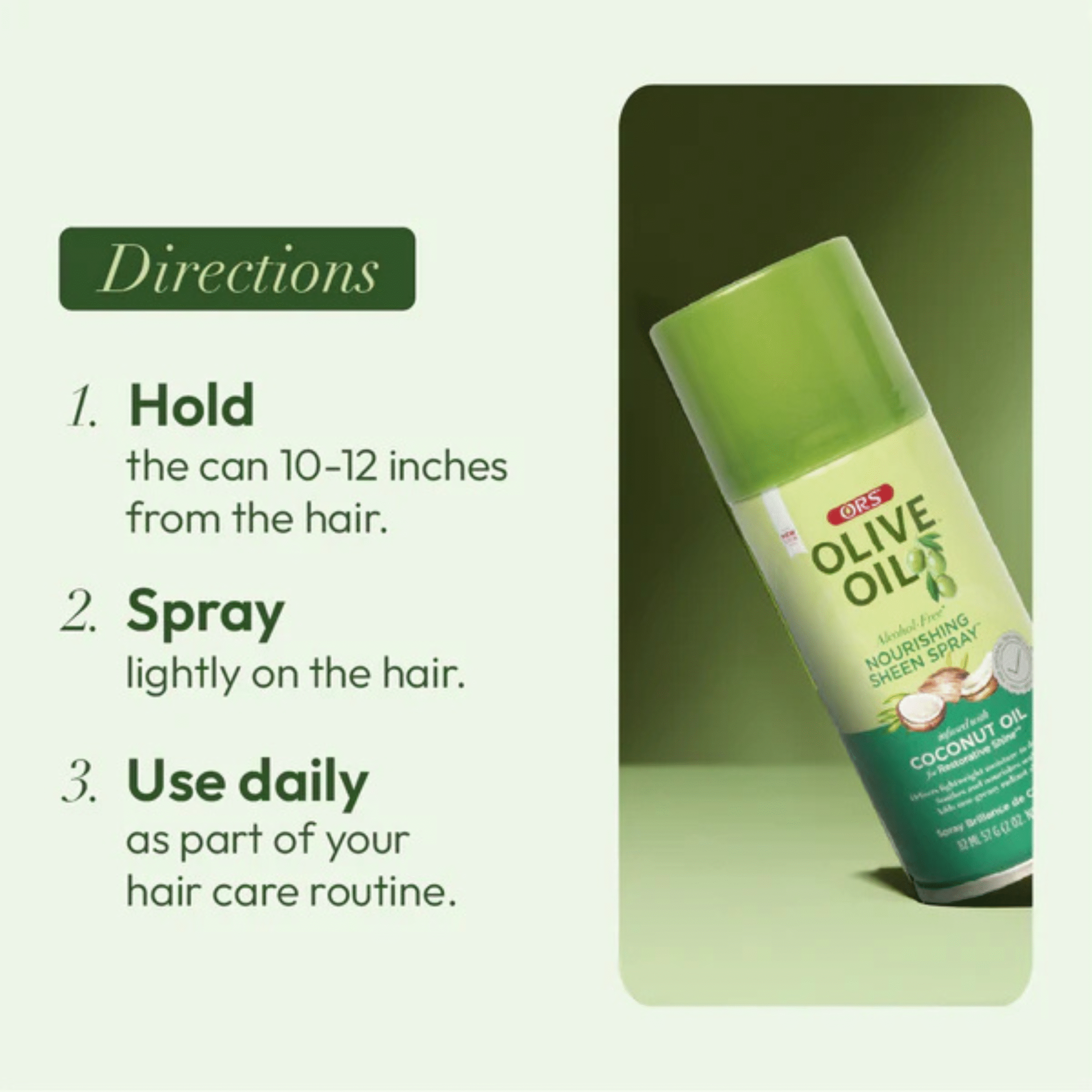 ORS Olive Oil Nourishing Sheen Spray with Coconut Oil 2.0oz - Image 7