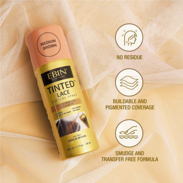 Tinted Lace Aerosol Spray – Medium Brown | 2.7oz / 80ml | Flawless Lace Blending & Natural Scalp Tint - Image 2