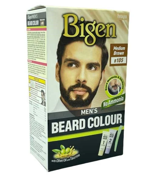 Bigen Mens Beard Colour Medium Brown B105 ammonia free beard dye SMACosmetics UK