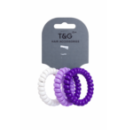 T&G Hair Accessories Elastic Hair Bands Purple And White