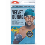 T & G Optimising 360 Waves Velvet Durag Turquoise Blue Color