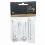 Lily Premium Collection Silver Floral Bridal Hair Pins