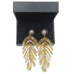 Bohemian Amber Gold Leaf Drop Earrings