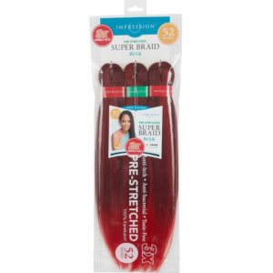 Impression Pre-Stretched Super Braid 52" Bulk - 3X More Volume (T1B/Red Ombre)