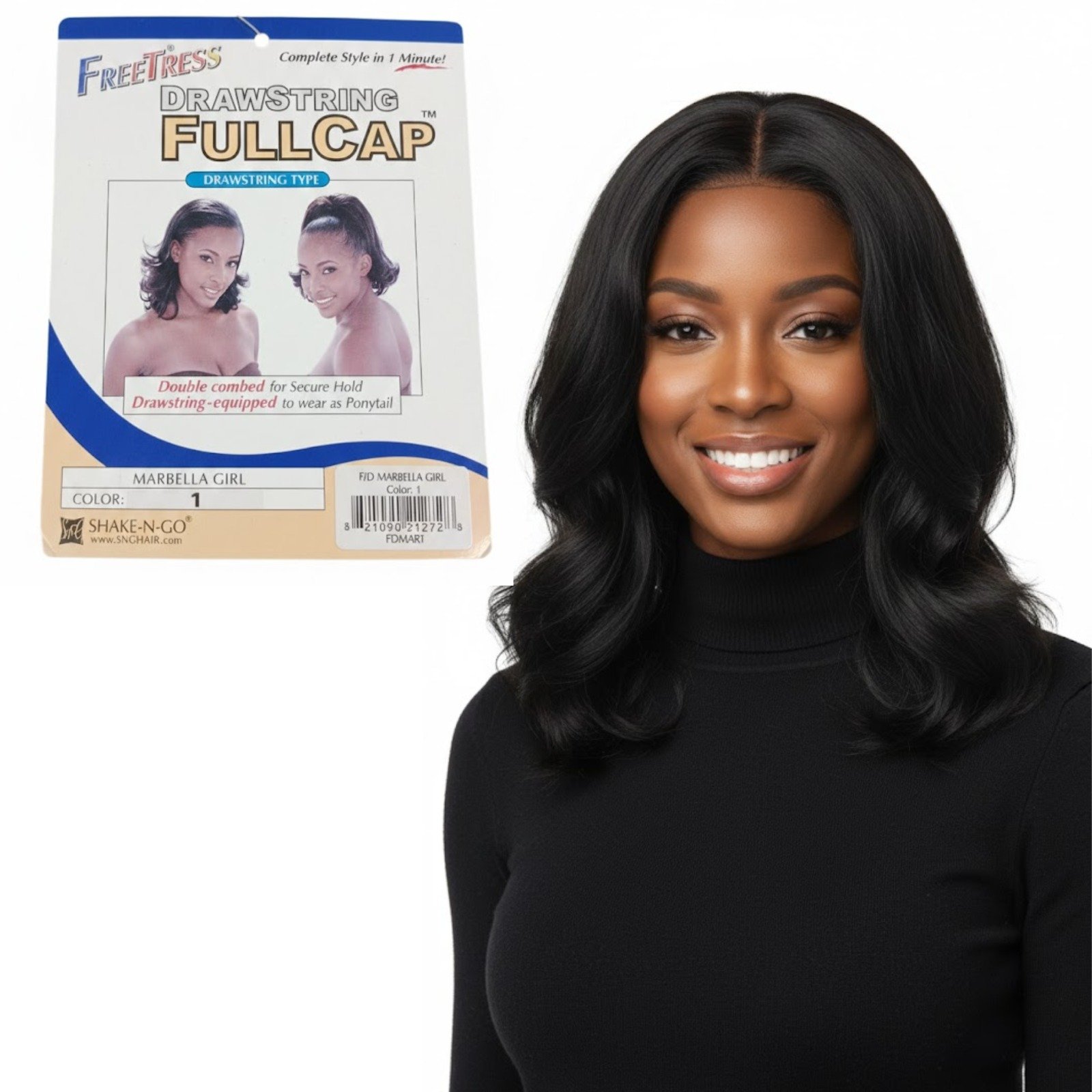 Freetress Drawstring Fullcap Wig Marbella Girl Color 1