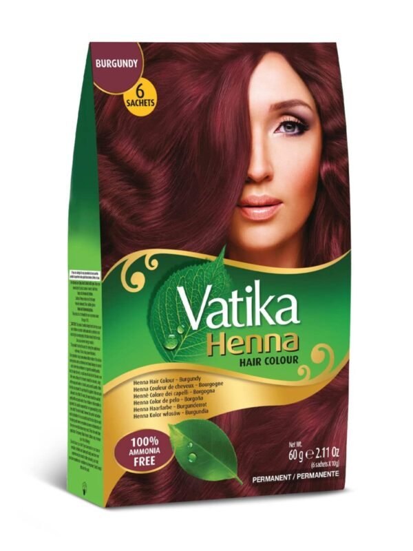 Vatika Henna Permanent Hair Color Burgundy 6 Sachets