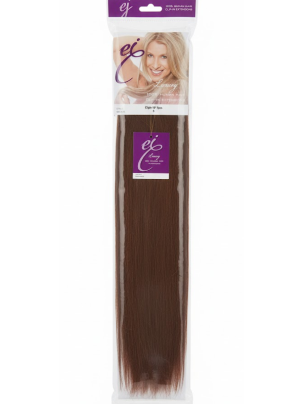 EI Luxury 100% Human Hair Clip-In Extensions - 18 Inch (Medium Brown 6)