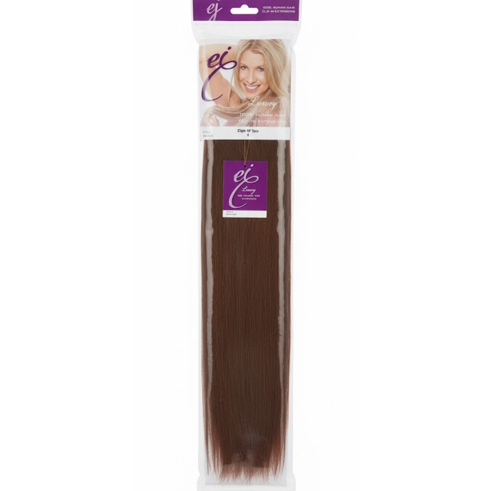 EI Luxury 100% Human Hair Clip-In Extensions - 18 Inch (Medium Brown 6)