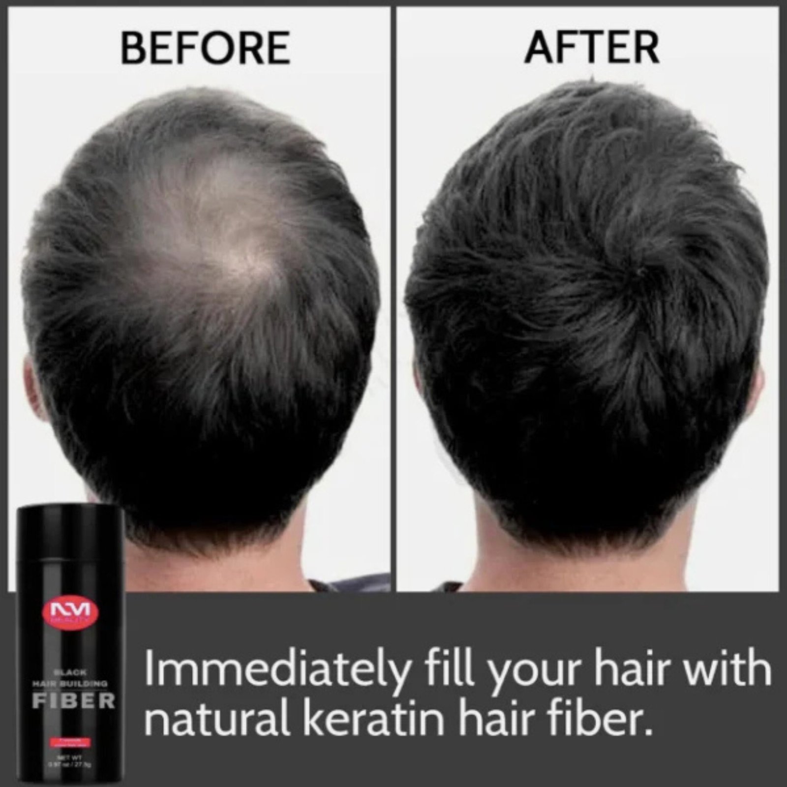 NM Beauty Hair Building Fibers Spray Black - Image 3