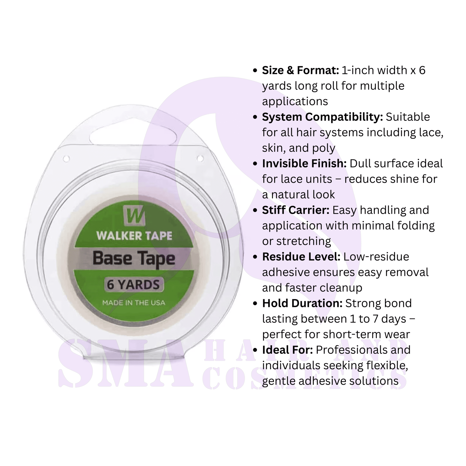 Walker Tape Base Tape for Hair Systems 1" x 6 Yards Roll - Image 4