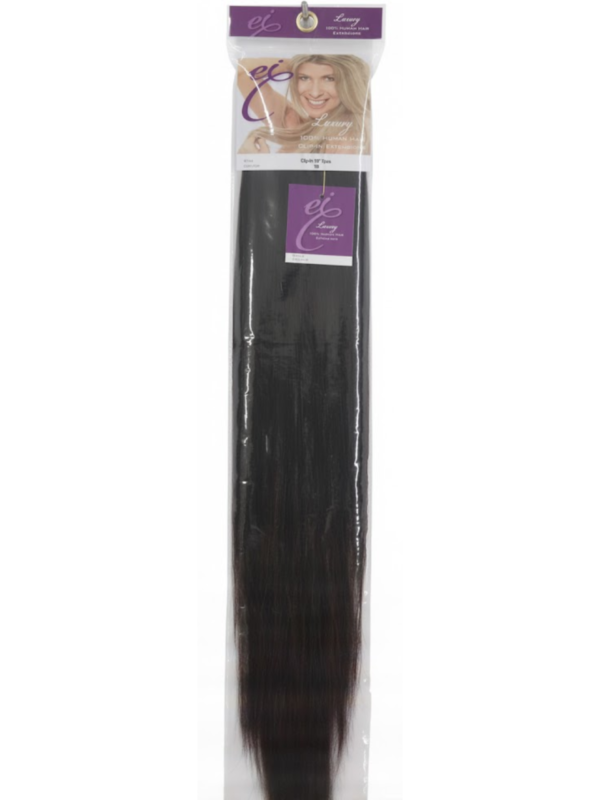 EI Luxury 100% Human Hair Clip-In Extensions - 18 Inch (Natural Black 1B)