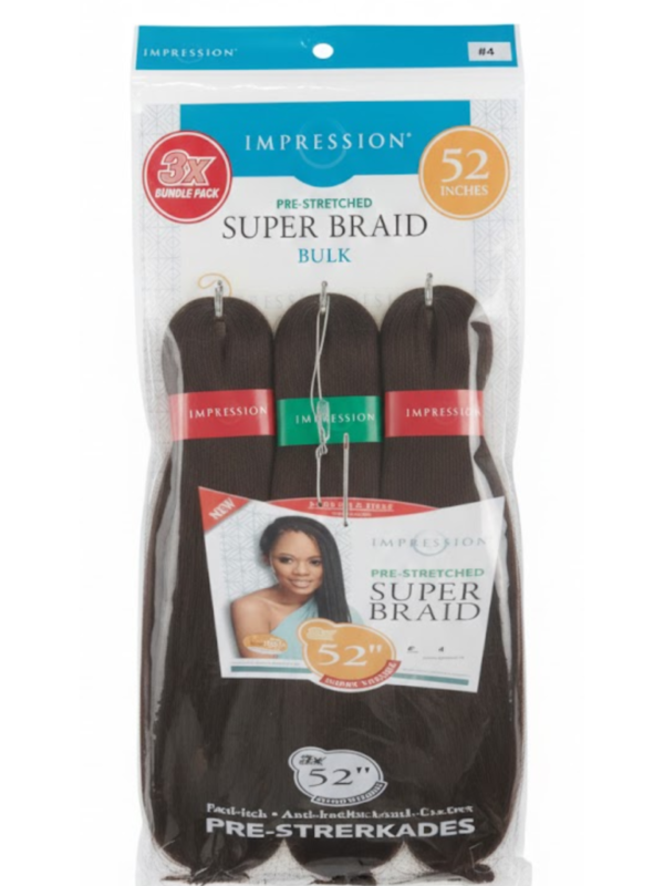 Impression Pre-Stretched Super Braid 52" Bulk - 3X More Volume (Dark Brown 4)