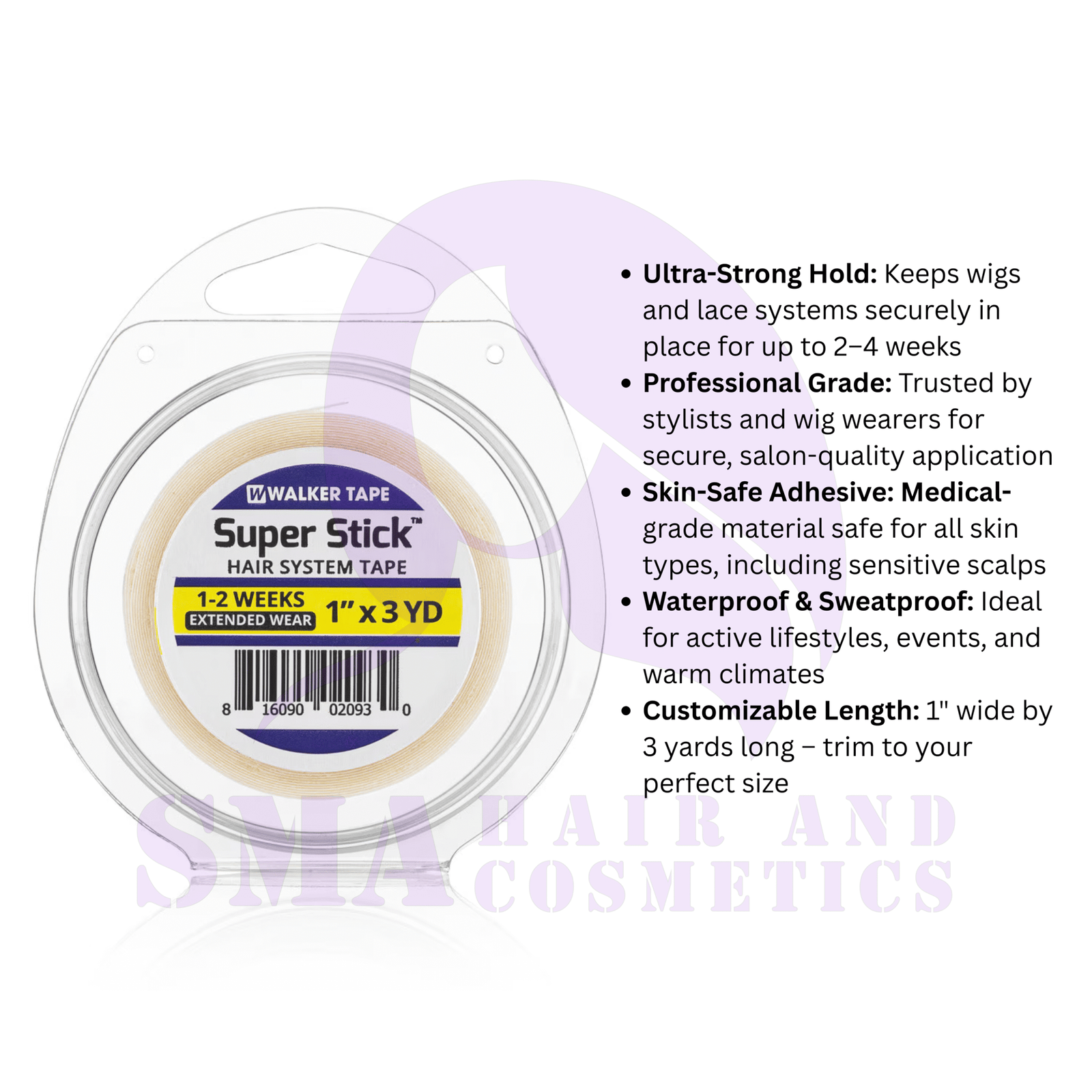 Walker Tape Super Stick Adhesive Tape 1" x 3 Yards Roll - Image 4