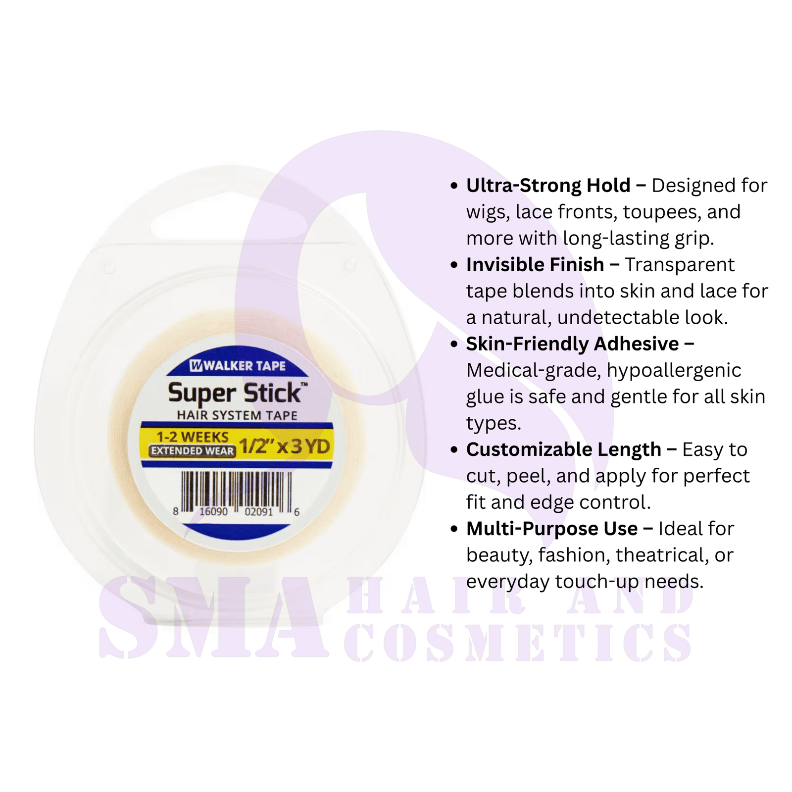 Walker Tape Super Stick Double-Sided Tape 1/2" x 3 Yards Roll - Image 4