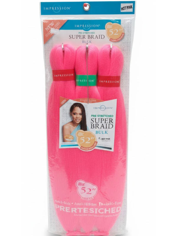 Impression Pre-Stretched Super Braid 52" Bulk - 3X More Volume (Hot Pink)