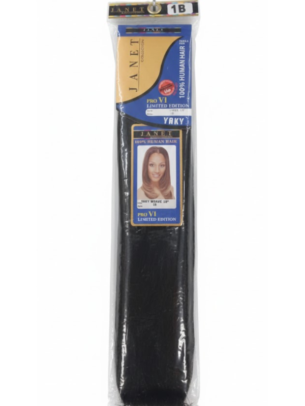 Janet Collection Pro V1 Limited Edition 100% Human Hair - Yaky Weave 18" (Color 1B)
