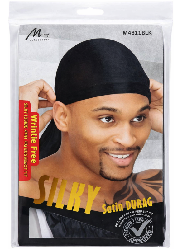 Murry Collection Silky Satin Durag Black for Wave Training