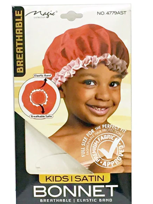 Magic Collection Kids Satin Bonnet White