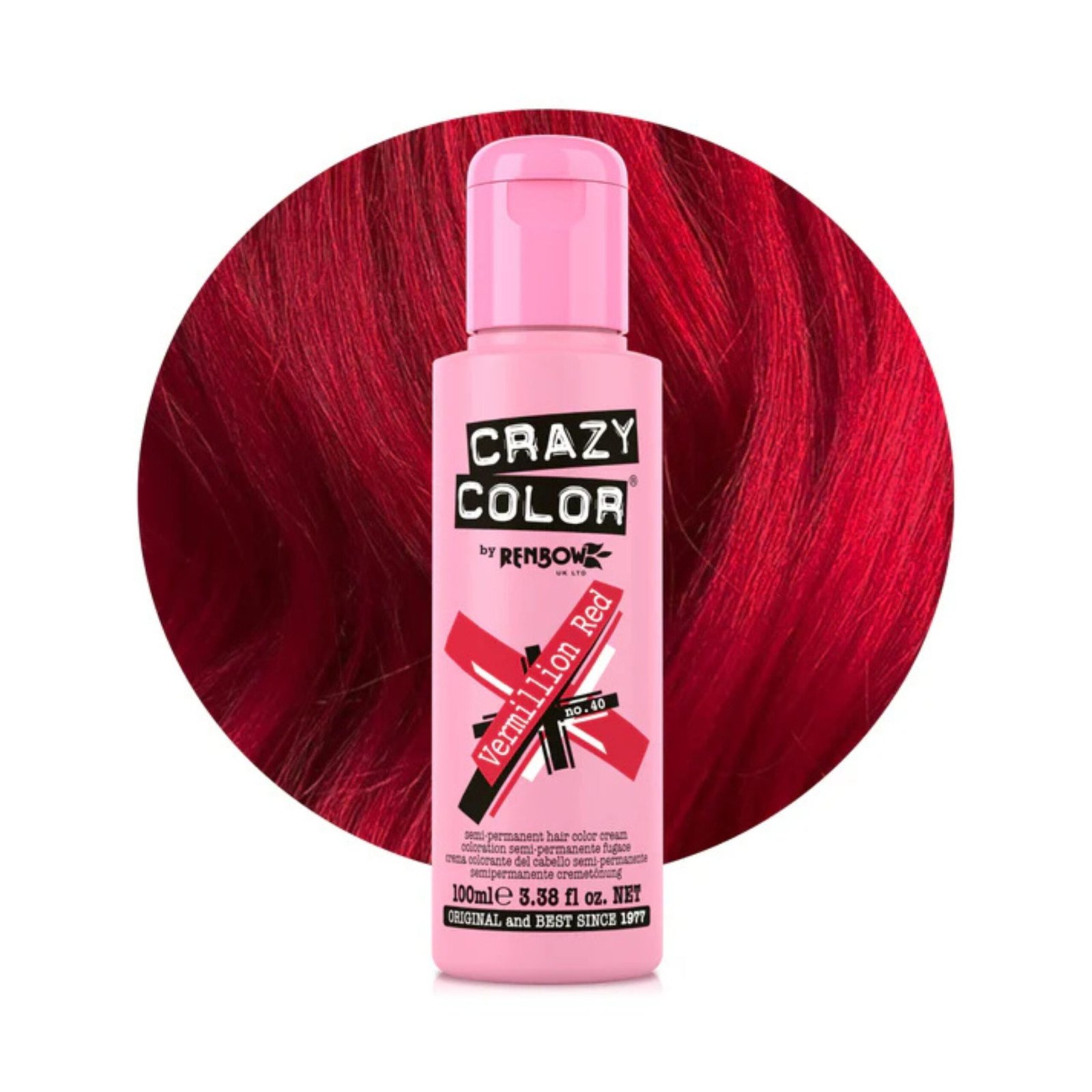 Crazy Color Vermillion Red Semi-Permanent Hair Dye All Colors