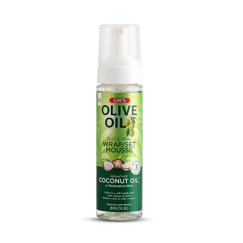 ORS Olive Oil Hold And Shine Wrap Set Mousse with Coconut Oil 7oz