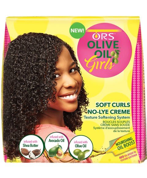 ORS Olive Oil Girls Soft Curls No Lye Texture Softening System for Natural Hair