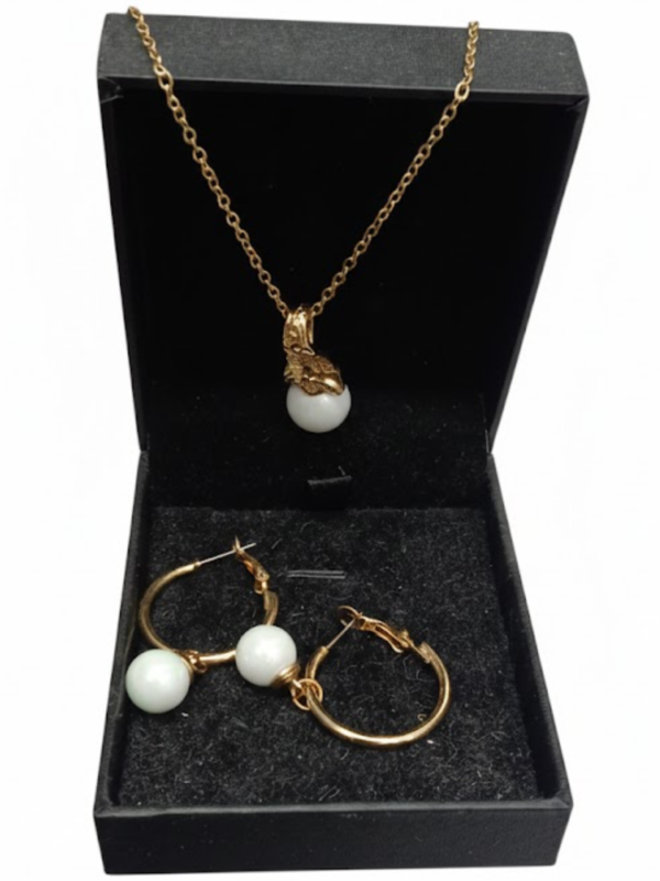 Elegant Gold Color Pearl Jewelry Set Necklace