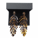 Bohemian Tortoise Shell Leaf Drop Earrings