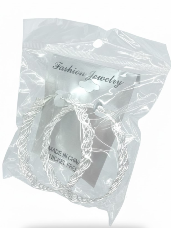 Stylish Silver-Tone Twisted Mesh Hoop Earrings